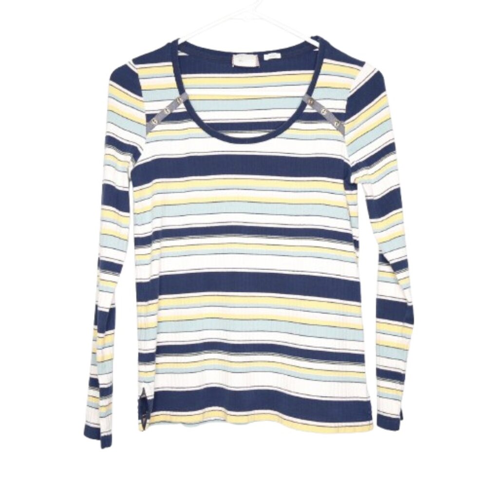 Postmark Joliette Multicolor Striped Long Sleeve Ribbed Top - S. 97% Cotton
